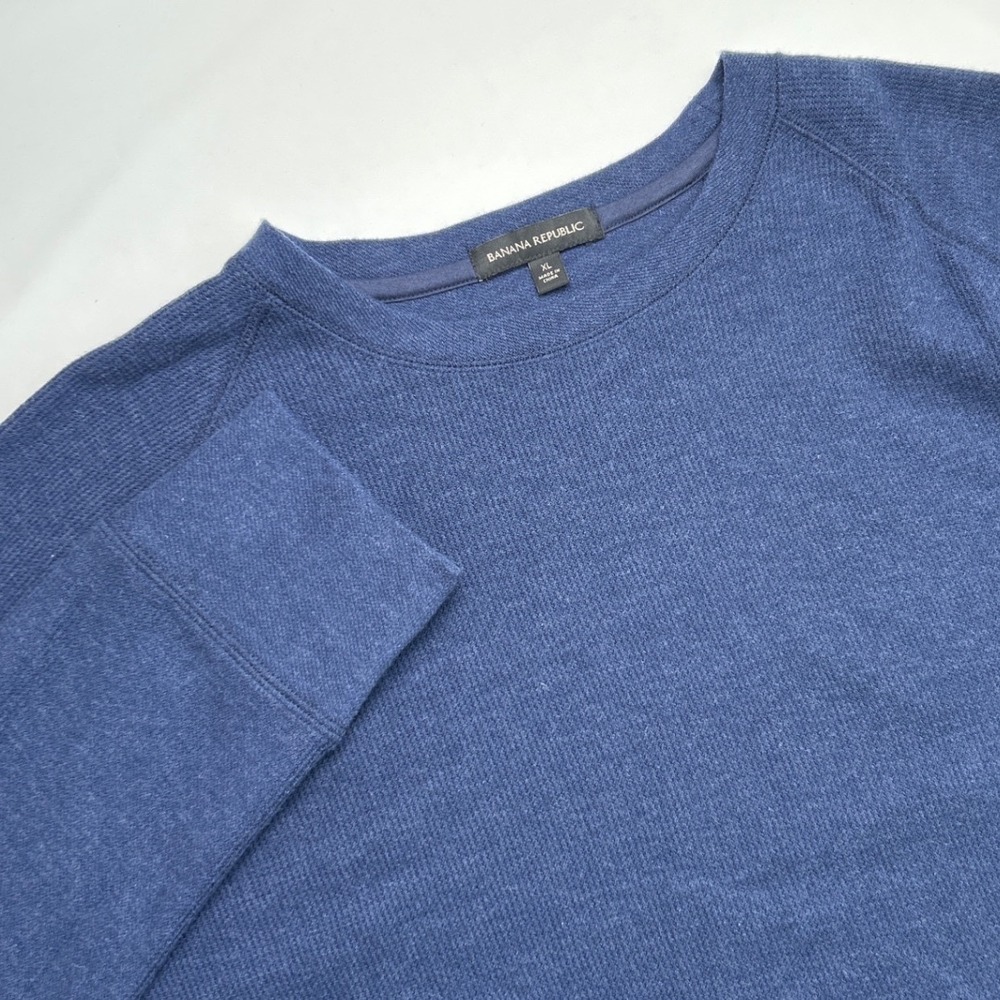 Banana Republic Mens Navy Blue Waffle Knit Crewneck Sweatshirt Size XL Casual
